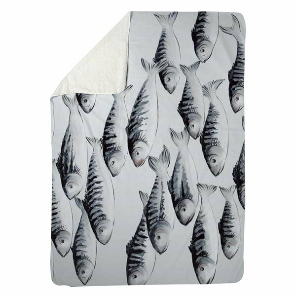 Begin Home Decor 60 x 80 in. Grey School of Fish-Sherpa Fleece Blanket 5545-6080-AN435